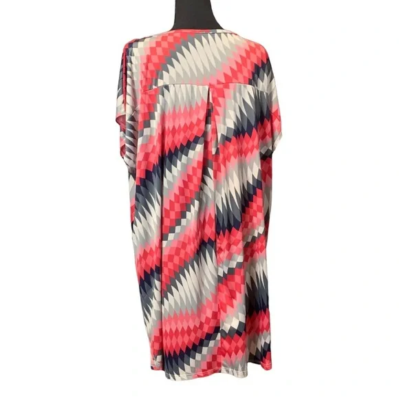 MOA USA women’s plus top geometric retro pattern long tunic - Picture 3 of 8